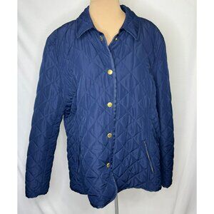Crown & Ivy Blue Quilted Jacket XXL Womens Lightweight Gingham Lining